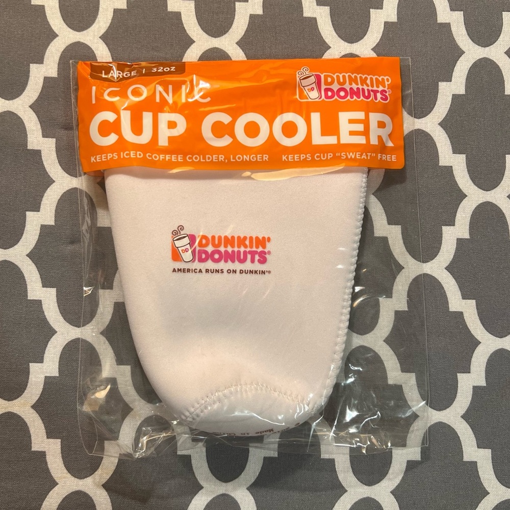 Dunkin Donuts NEW retro Cup Cooler/Koozie sleeve LARGE